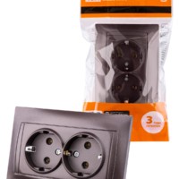 Розетка двойная 2П+З 16А 250В шоколад “Лама” TDM