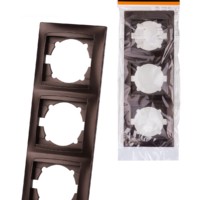 Рамка 3-х постовая вертикальная шоколад “Лама” TDM