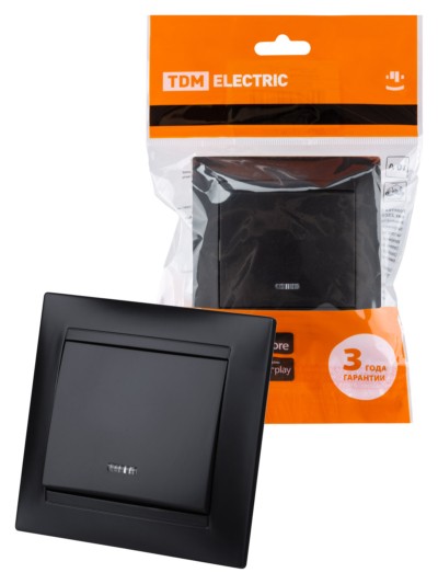 Выключатель 1кл. с подсветкой 10А графит Лама TDM