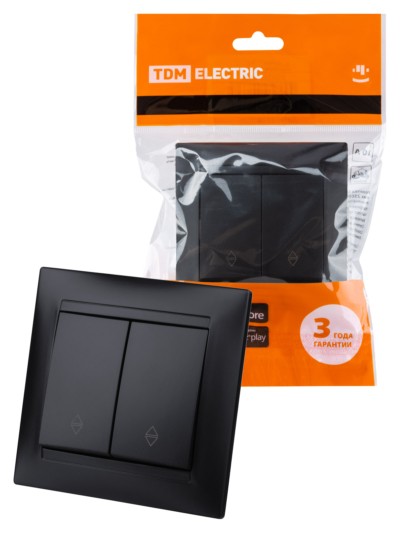 Выключатель 2кл. проходной 10А графит Лама TDM