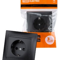 Розетка 2П 10А 250В с защ. шт. графит “Лама” TDM