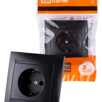 Розетка 2П+З 16А 250В с защ. шт. графит “Лама” TDM