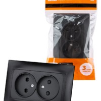 Розетка двойная 2П 10А 250В с защ. шт. графит “Лама” TDM