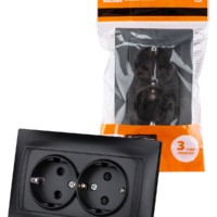 Розетка двойная 2П+З 16А 250В с защ. шт. графит “Лама” TDM