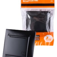 Розетка 2П+З 16А 250В IP44 с защ. шт. с крышкой графит “Лама” TDM