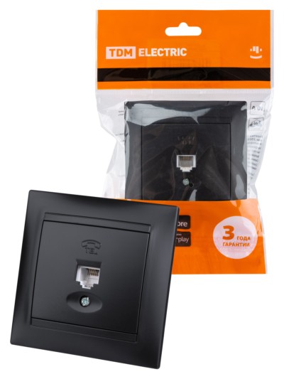Розетка ТФ RJ11 графит “Лама” TDM