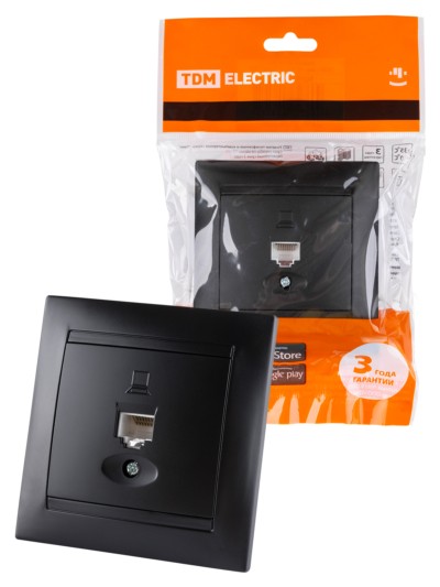 Розетка ПК RJ45 графит “Лама” TDM