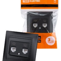 Розетка ТФ двойная RJ11 графит “Лама” TDM