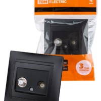 Розетка ТВ (“мама”) + SAT (F-разъем) 0-2400МГц графит “Лама” TDM