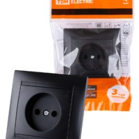 Розетка 2П 10А 250В графит “Лама” TDM