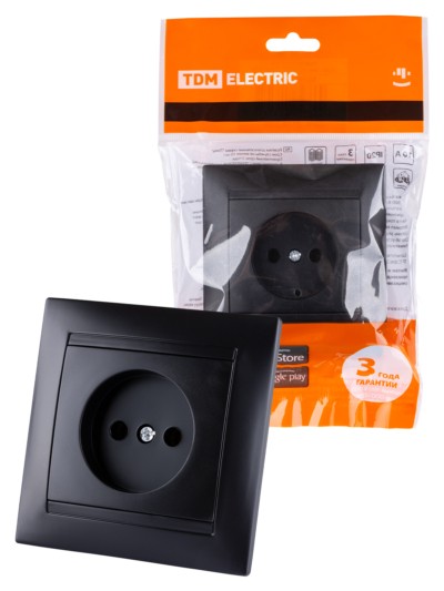 Розетка 2П 10А 250В графит “Лама” TDM