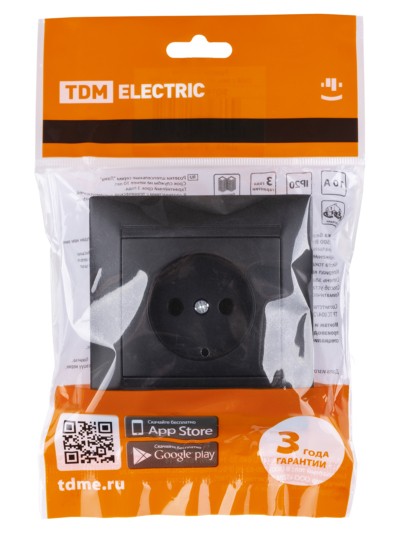 Розетка 2П 10А 250В графит "Лама" TDM — изображение 5