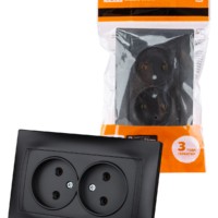 Розетка двойная 2П 10А 250В графит “Лама” TDM