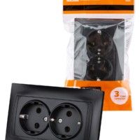 Розетка двойная 2П+З 16А 250В графит “Лама” TDM