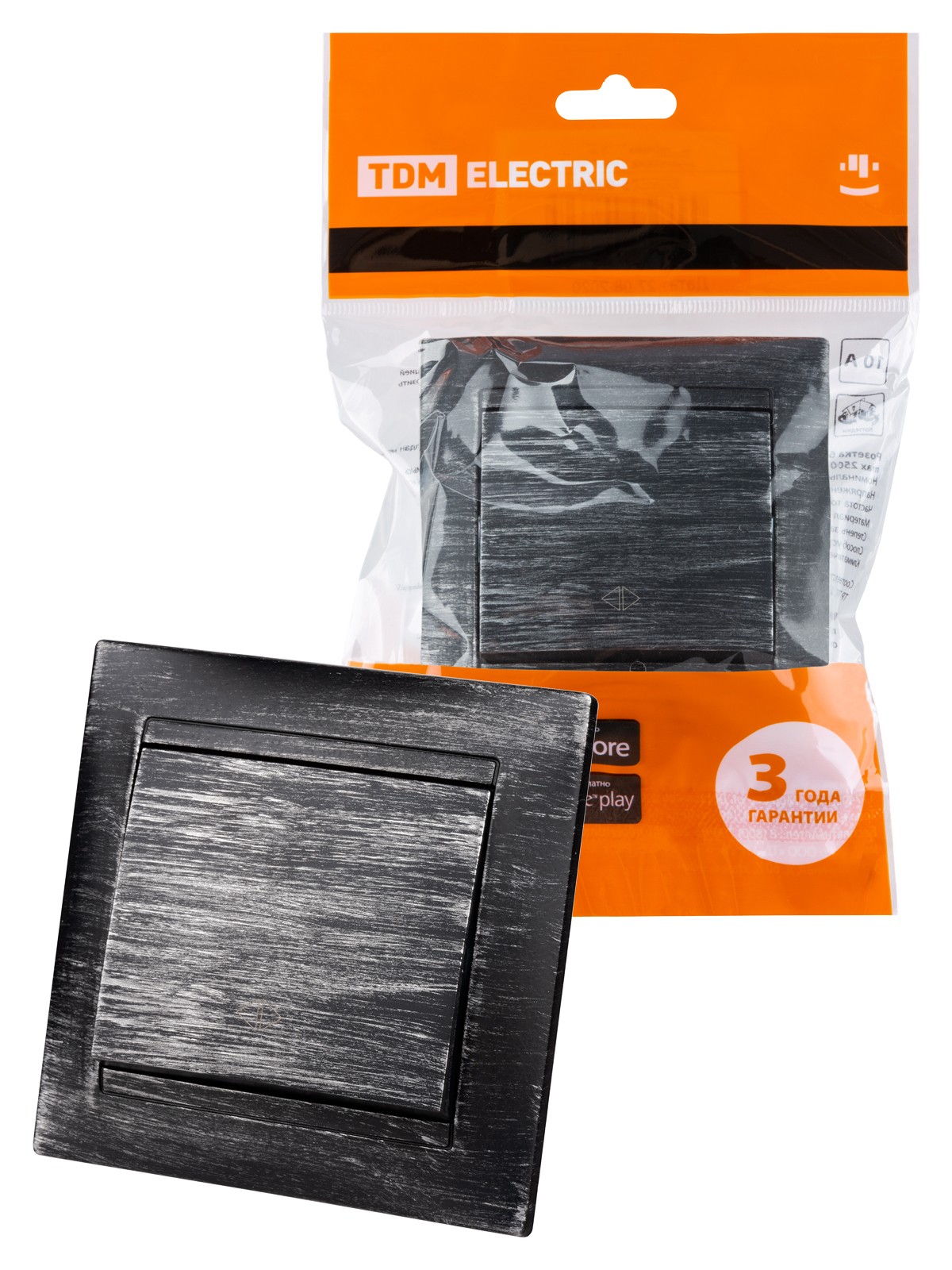 Выключатель 1кл. проходной 10А старинное серебро Лама TDM