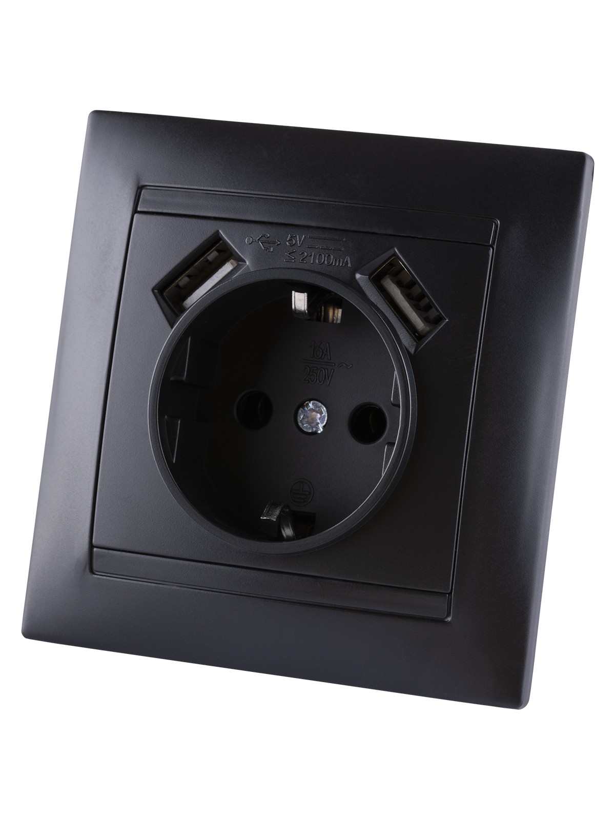 Розетка 2П+З 16А 250В + 2 USB порта 2,1А 5В графит "Лама" TDM — изображение 2