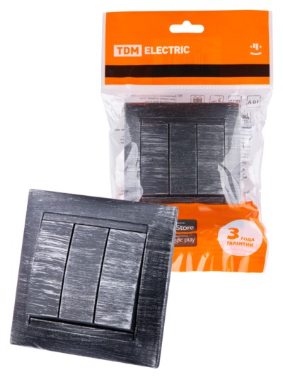 Выключатель 3кл. 10А старинное серебро Лама TDM