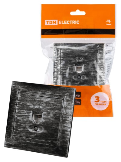 Розетка ТФ RJ11 старинное серебро “Лама” TDM