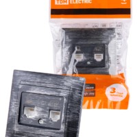 Розетка ТФ RJ11 + ПК RJ45 старинное серебро “Лама” TDM