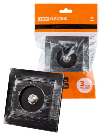 Розетка SAT (F-разъем) 0-2400МГц старинное серебро “Лама” TDM