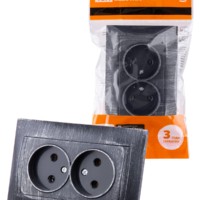 Розетка двойная 2П 10А 250В старинное серебро “Лама” TDM