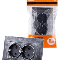 Розетка двойная 2П+З 16А 250В старинное серебро “Лама” TDM