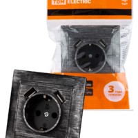 Розетка 2П+З 16А 250В + 2 USB порта 2,1А 5В старинное серебро “Лама” TDM