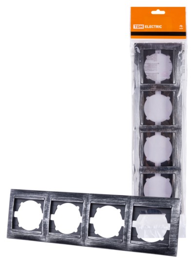 Рамка 4-х постовая горизонтальная старинное серебро “Лама” TDM