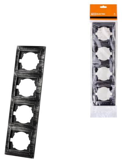 Рамка 4-х постовая вертикальная старинное серебро “Лама” TDM