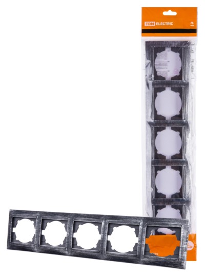 Рамка 5-ти постовая горизонтальная старинное серебро “Лама” TDM