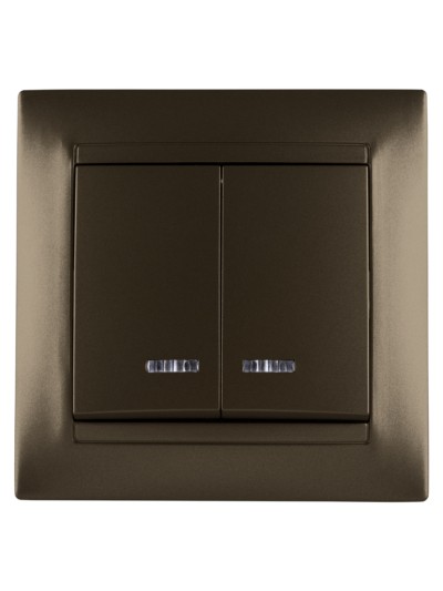 Выключатель 2кл. с подсветкой 10А бронза Лама TDM — изображение 3