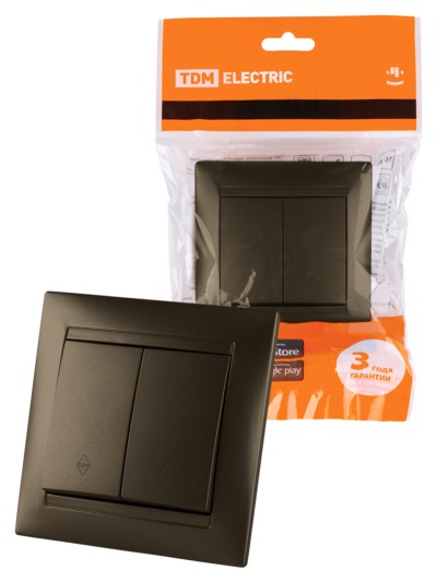Выключатель 2кл. проходной 10А бронза Лама TDM