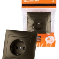 Розетка 2П+З 16А 250В с защ. шт. бронза “Лама” TDM