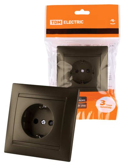Розетка 2П+З 16А 250В с защ. шт. бронза “Лама” TDM
