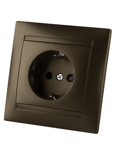 Розетка 2П+З 16А 250В с защ. шт. бронза "Лама" TDM — изображение 2