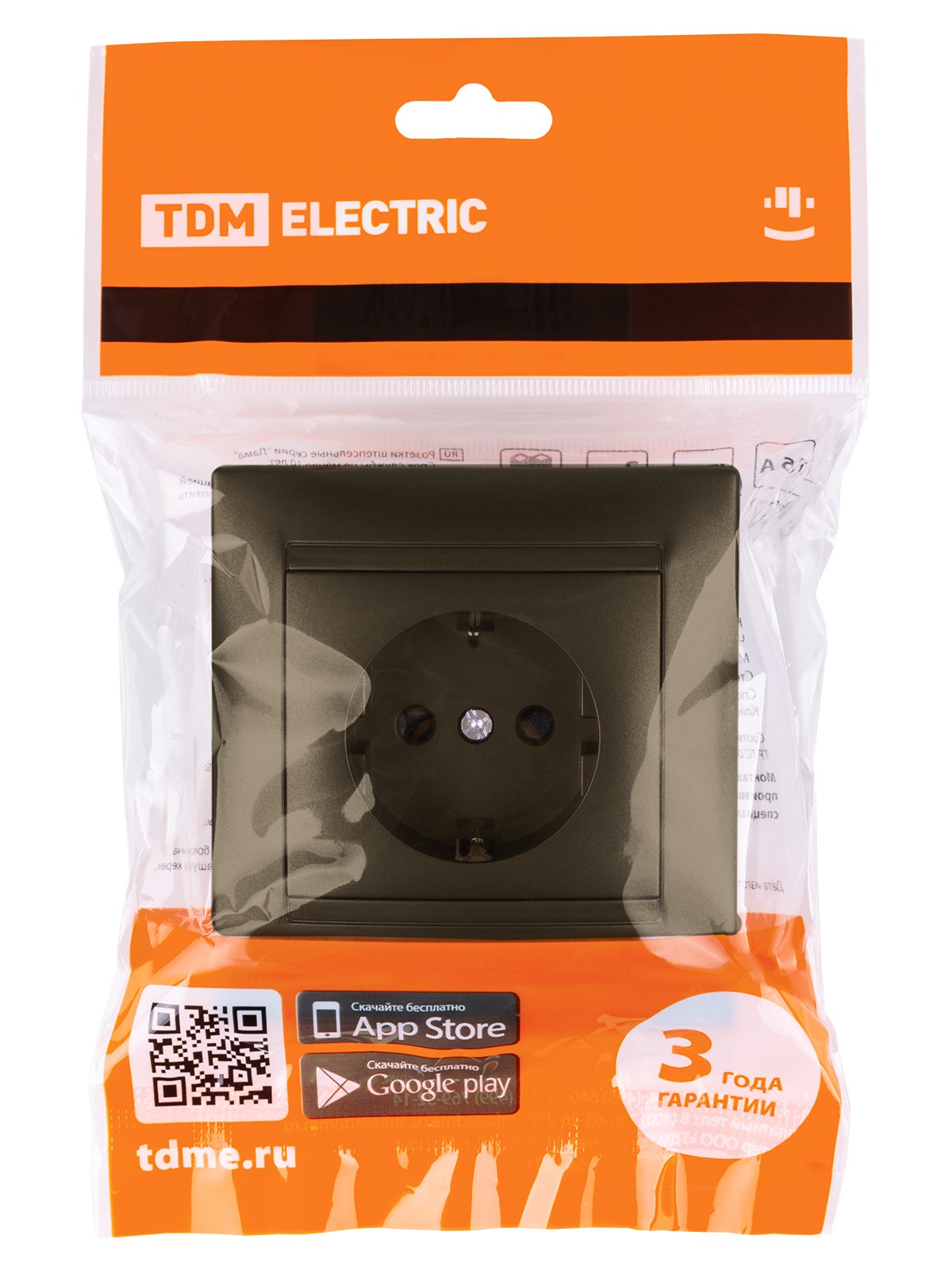 Розетка 2П+З 16А 250В с защ. шт. бронза "Лама" TDM — изображение 5