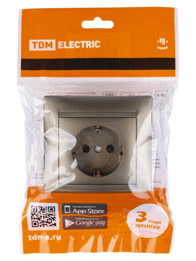 Розетка 2П+З 16А 250В с защ. шт. бронза "Лама" TDM — изображение 6