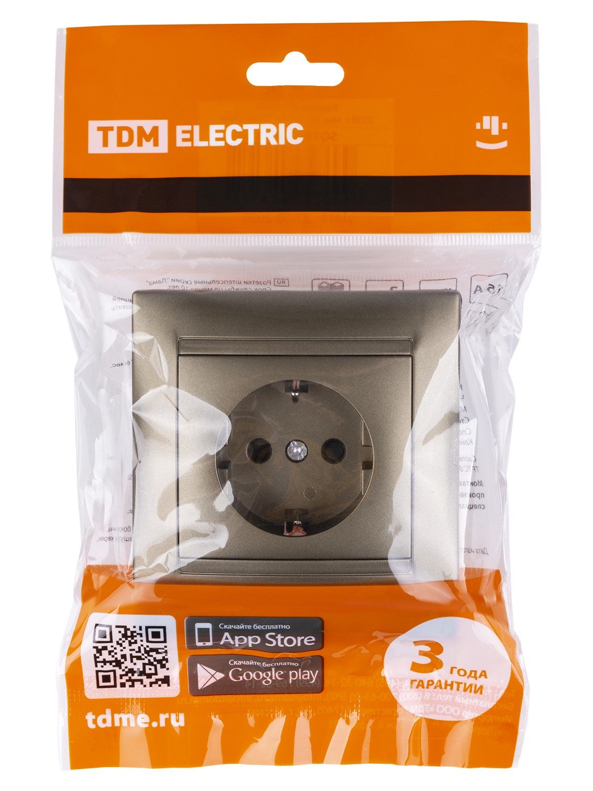 Розетка 2П+З 16А 250В с защ. шт. бронза "Лама" TDM — изображение 6