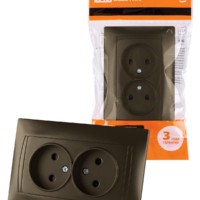 Розетка двойная 2П 10А 250В с защ. шт. бронза “Лама” TDM