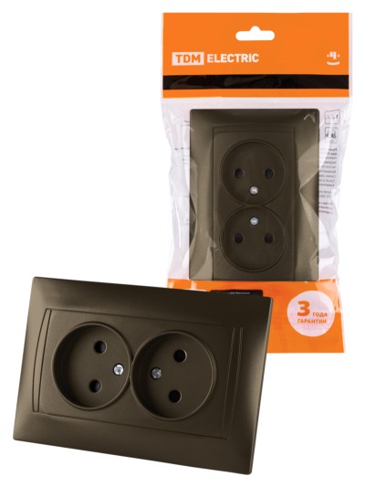 Розетка двойная 2П 10А 250В с защ. шт. бронза “Лама” TDM