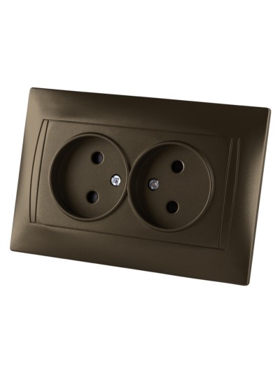 Розетка двойная 2П 10А 250В с защ. шт. бронза "Лама" TDM — изображение 2