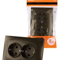 Розетка двойная 2П+З 16А 250В с защ. шт. бронза “Лама” TDM