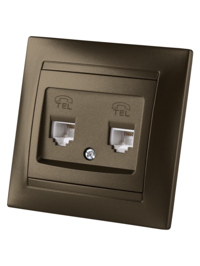 Розетка ТФ двойная RJ11 бронза "Лама" TDM — изображение 2