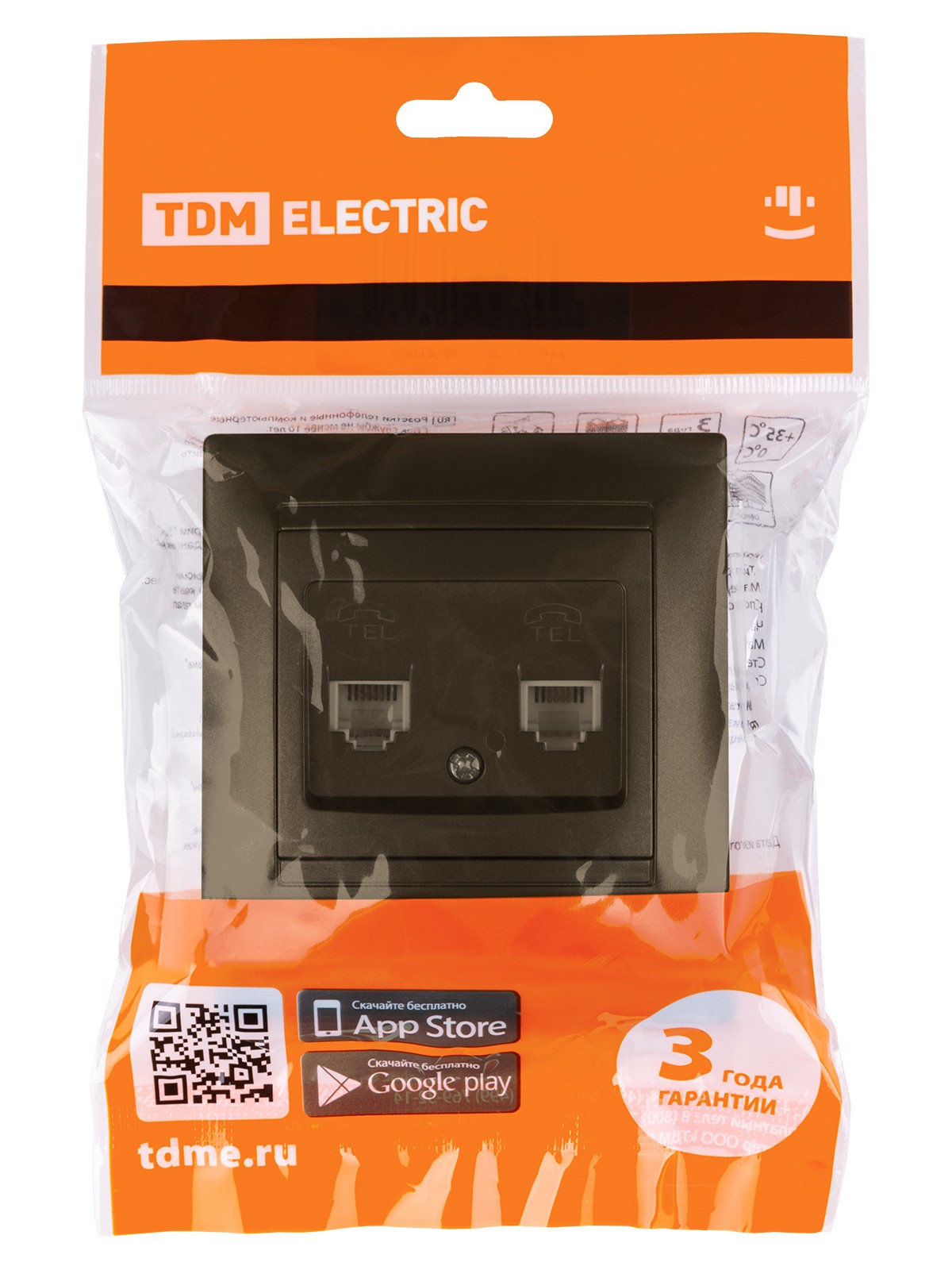 Розетка ТФ двойная RJ11 бронза "Лама" TDM — изображение 5