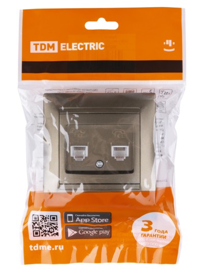 Розетка ТФ двойная RJ11 бронза "Лама" TDM — изображение 6