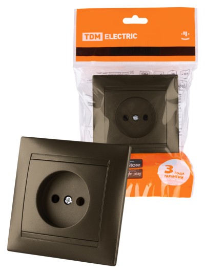 Розетка 2П 10А 250В бронза “Лама” TDM
