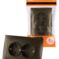 Розетка двойная 2П+З 16А 250В  бронза “Лама” TDM