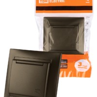 Розетка 2П+З 16А 250В IP44 с крышкой бронза “Лама” TDM