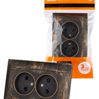 Розетка двойная 2П 10А 250В с защ. шт. старинная бронза “Лама” TDM