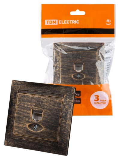 Розетка ПК RJ45  старинная бронза “Лама” TDM